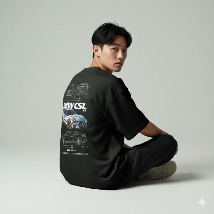 BMW CSL 3.0 Oversized Car Graphic T-Shirt – Automotive Edition