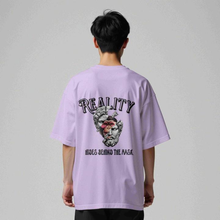 Reality Behind the mask oversized graphic t - shirt - Lavender
